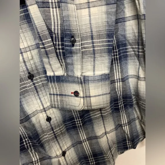 Flag & Anthem Mens Plaid Shirt Button Up Large Adult Blue Navy White NWT - Picture 9 of 13